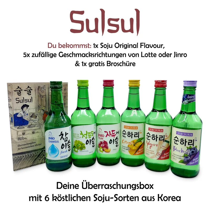 Sulsul Soju : boîte surprise contenant 6 boissons soju de Corée