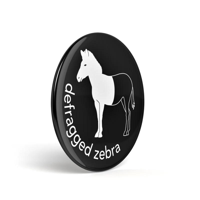 Geek Button Defragged Zebra