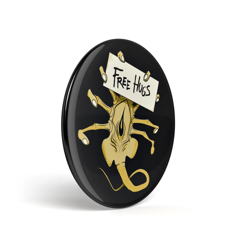 Geek Button Free Hugs Facehugger