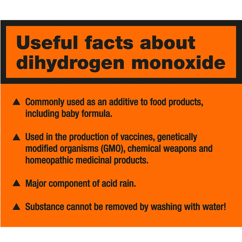 Verre à boire au monoxyde de dihydrogène DHMO