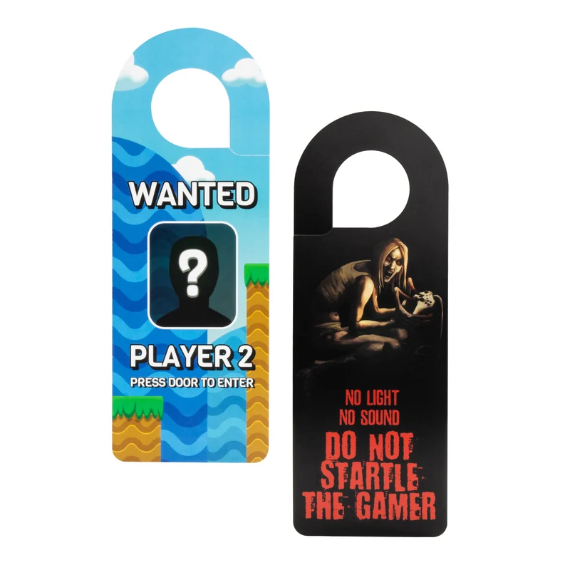 Accroche-porte pour gamer "Do not startle the gamer / Press door to enter".