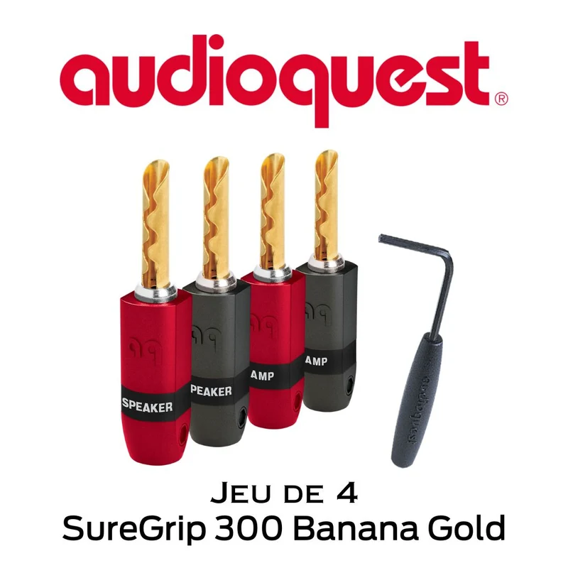 Audioquest SureGrip 300 Banana Gold - Connecteurs de type Banane (jeu de 4)