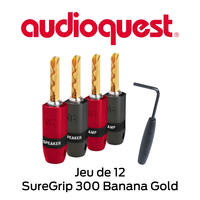 Audioquest SureGrip 300 Banana Gold - Connecteurs de type Banane (jeu de 4)
