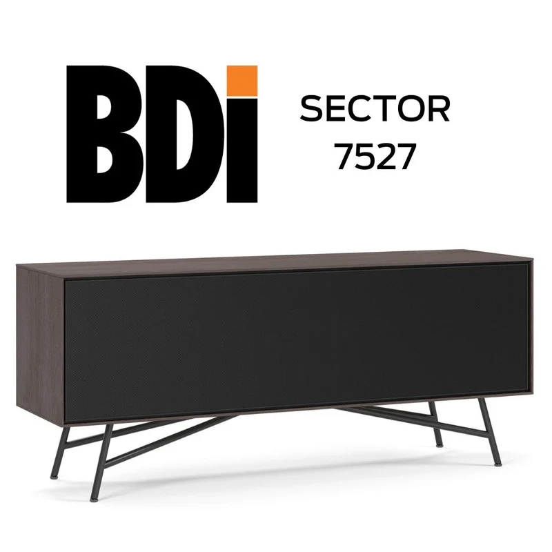 BDI Sector 7527 Sépia | Meuble multimédia 1 porte audio-vidéo/téléviseur jusqu'à 70 pouces