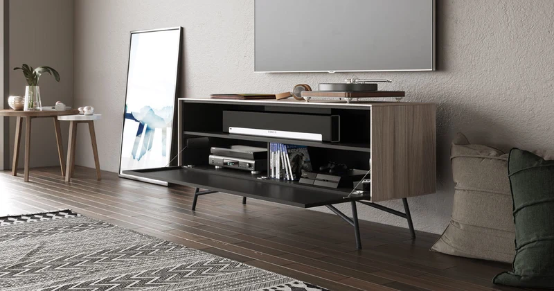 BDI Sector 7527 Strata | Meuble multimédia 1 porte audio-vidéo/téléviseur jusqu'à 70 pouces