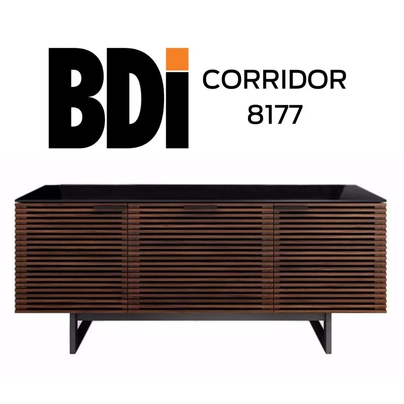 BDI 8177 Chocolat | Meuble multimédia 3 portes audio-vidéo/téléviseur jusqu'à 70 pouces