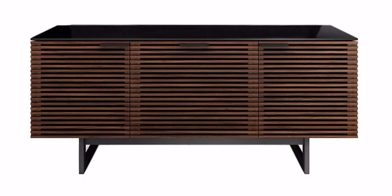 BDI 8177 Chocolat | Meuble multimédia 3 portes audio-vidéo/téléviseur jusqu'à 70 pouces
