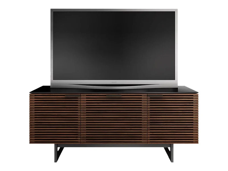 BDI 8177 Chocolat | Meuble multimédia 3 portes audio-vidéo/téléviseur jusqu'à 70 pouces