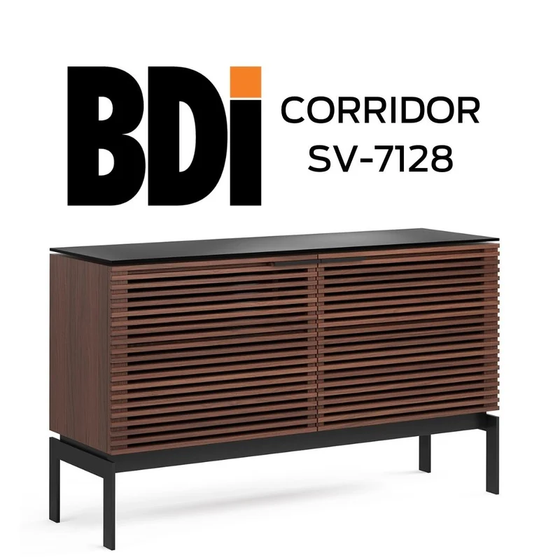 BDI SV 7128 Chocolat | Meuble multimédia 2 portes audio-vidéo/téléviseur jusqu'à 60 pouces