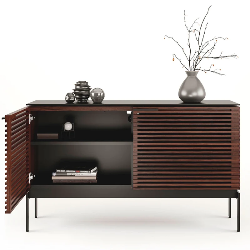 BDI SV 7128 Chocolat | Meuble multimédia 2 portes audio-vidéo/téléviseur jusqu'à 60 pouces