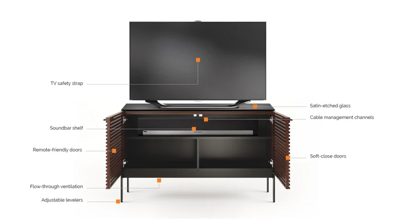BDI SV 7128 Chocolat | Meuble multimédia 2 portes audio-vidéo/téléviseur jusqu'à 60 pouces