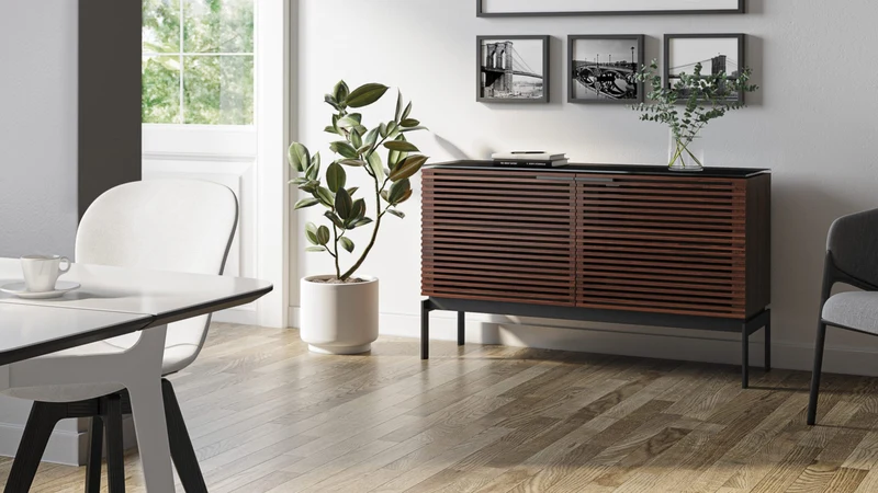 BDI SV 7128 Chocolat | Meuble multimédia 2 portes audio-vidéo/téléviseur jusqu'à 60 pouces