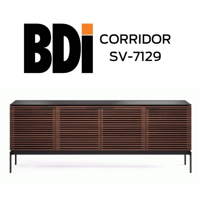 BDI SV 7129 Chocolat | Meuble multimédia 4 portes audio-vidéo/téléviseur jusqu'à 80 pouces