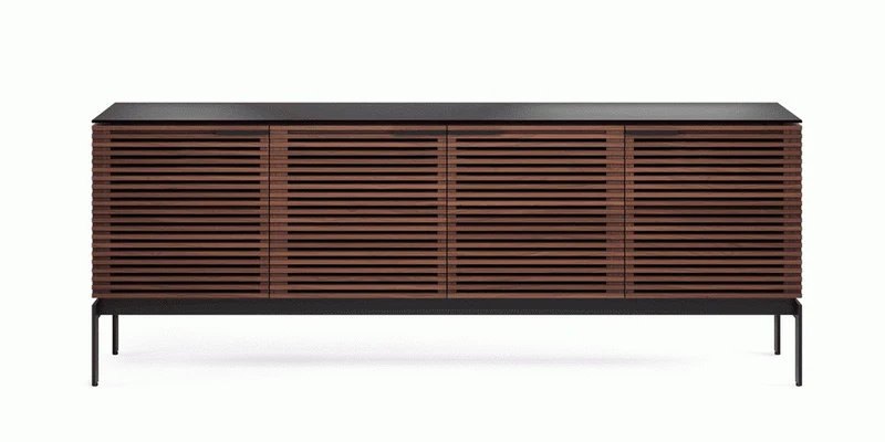 BDI SV 7129 Chocolat | Meuble multimédia 4 portes audio-vidéo/téléviseur jusqu'à 80 pouces