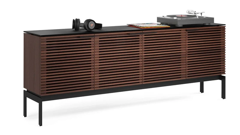 BDI SV 7129 Chocolat | Meuble multimédia 4 portes audio-vidéo/téléviseur jusqu'à 80 pouces