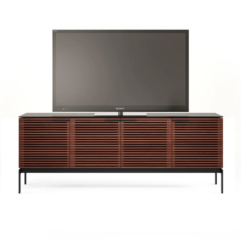 BDI SV 7129 Chocolat | Meuble multimédia 4 portes audio-vidéo/téléviseur jusqu'à 80 pouces