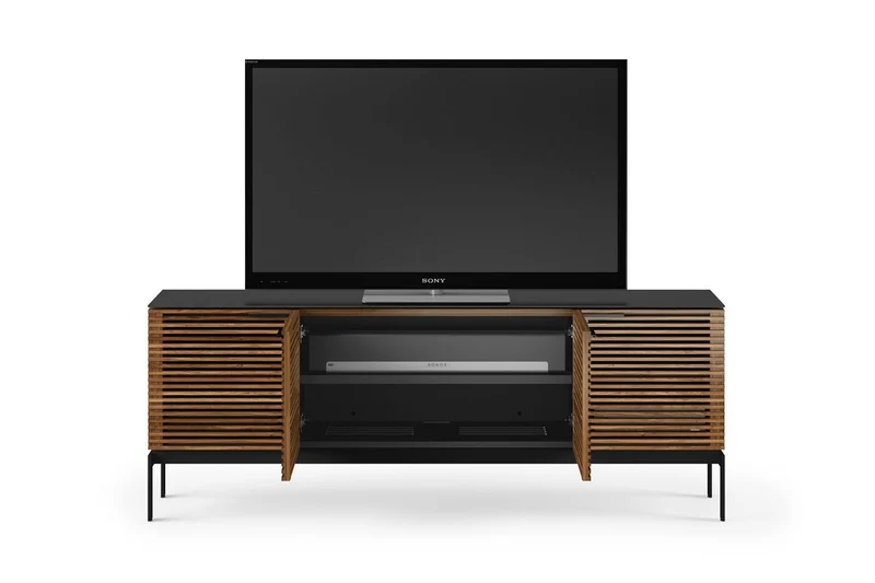 BDI SV 7129 Chocolat | Meuble multimédia 4 portes audio-vidéo/téléviseur jusqu'à 80 pouces