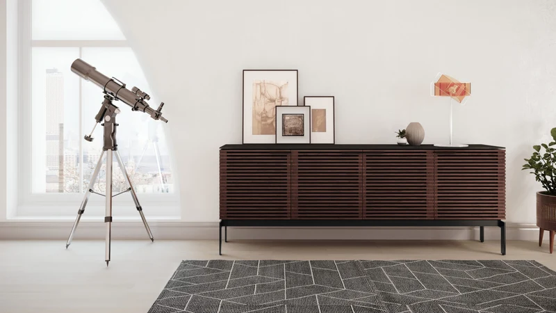 BDI SV 7129 Chocolat | Meuble multimédia 4 portes audio-vidéo/téléviseur jusqu'à 80 pouces