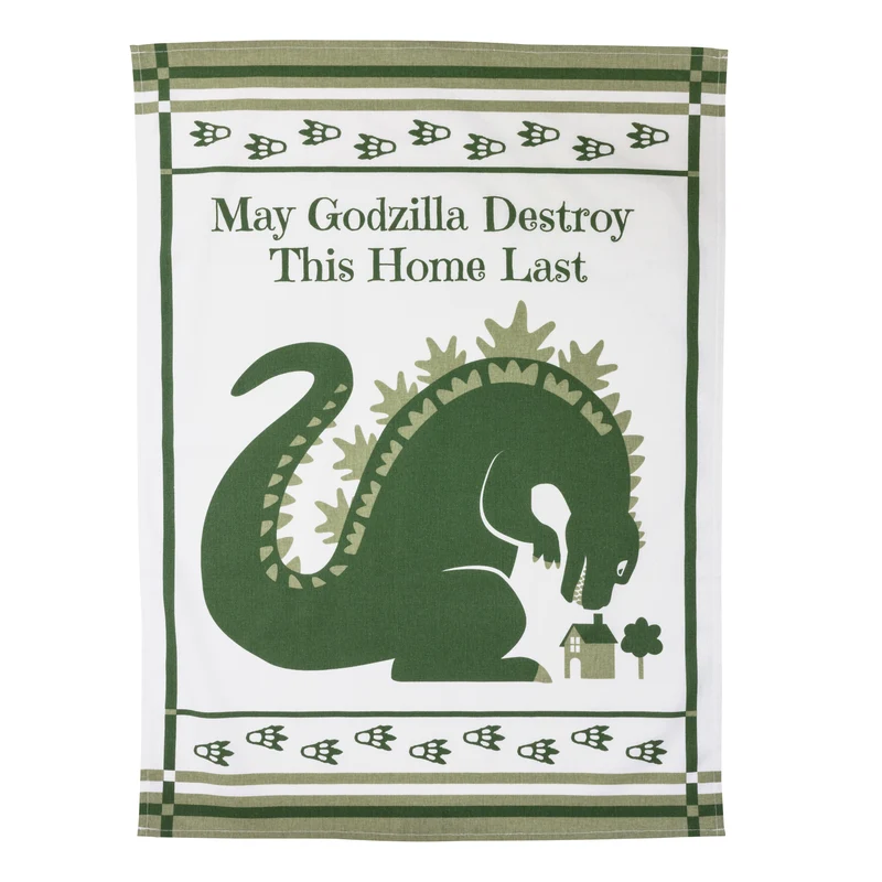 Torchon à vaisselle "May Godzilla destroy this home last" (que Godzilla détruise cette maison pour la dernière fois)