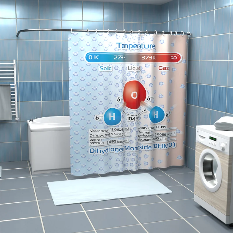 Rideau de douche au monoxyde de dihydrogène