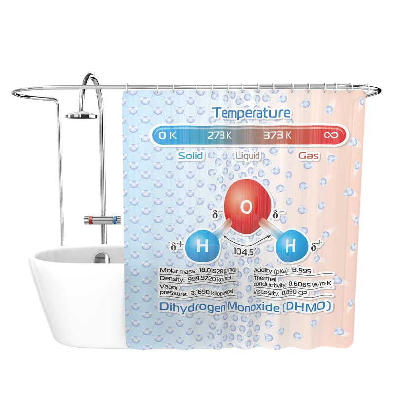 Rideau de douche au monoxyde de dihydrogène