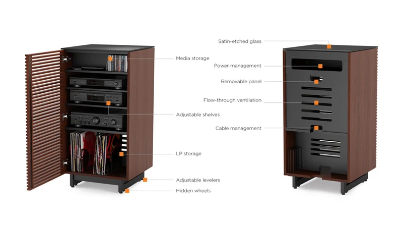 BDI Corridor® 8172 Chocolat | Meuble audio pour composants AV