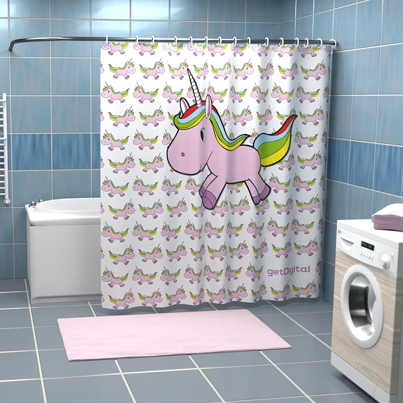 Rideau de douche licorne
