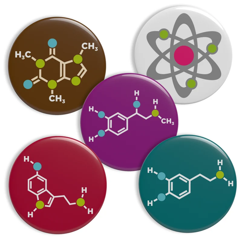Boutons geek thème sciences naturelles