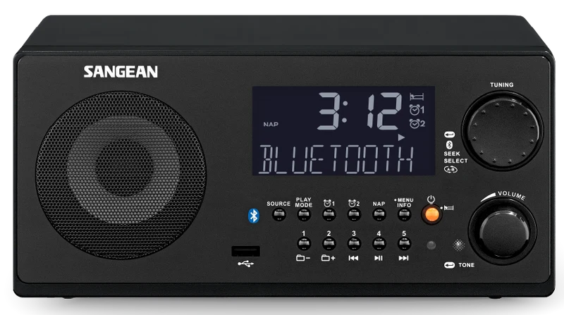 Sangean WR22 - Radio réveil numérique AM/FM, USB, Bluetooth