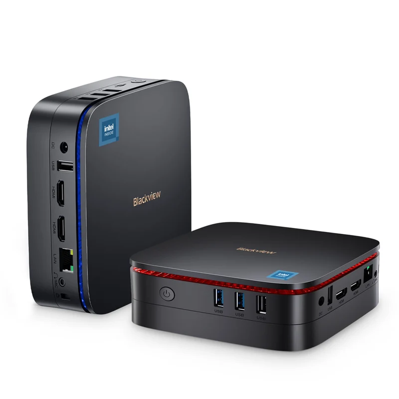 Blackview MP60 - Mini PC 0.852L, Intel® Processor N-series，512G/1TB SSD, Windows 11 Pro, Affichage UHD 4K à double écran, 2 ports HDMI