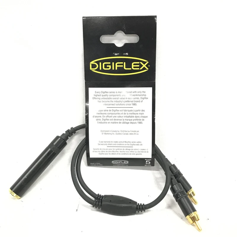 Digiflex 1ft. HY-1J-2RB-1 Adapter Cable with 1/4" Female Mono Jack / Dual 2x RCA - NEW