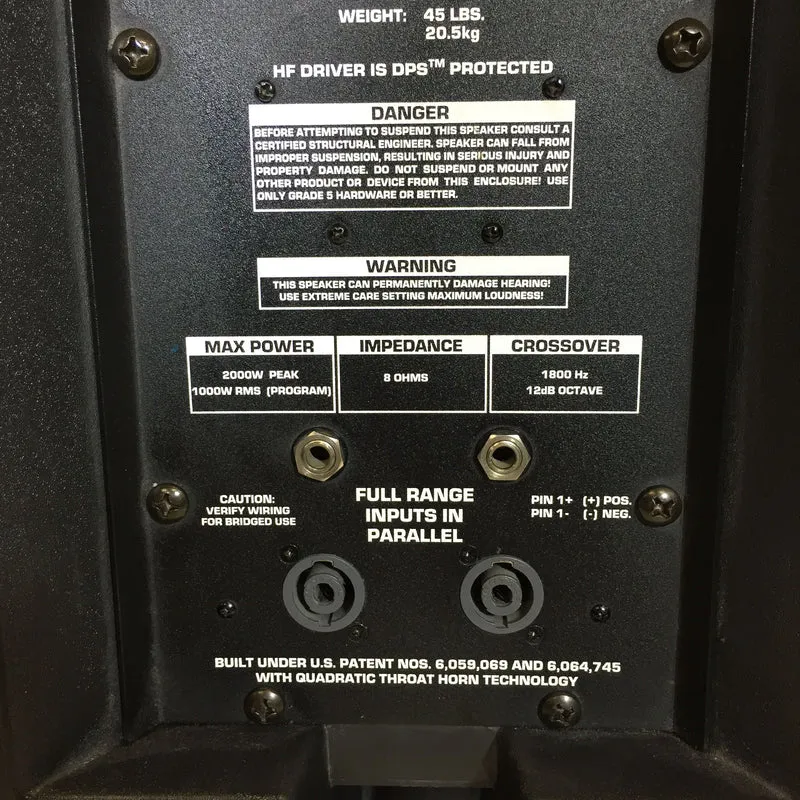 Crest Audio LQ12 Two-Way Passive Speaker 2000W #2570 - USED