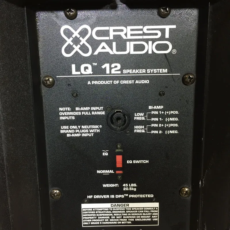 Crest Audio LQ12 Two-Way Passive Speaker 2000W #2569 - USED