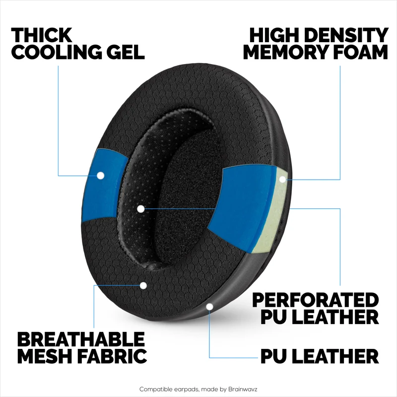 Coussinets d'oreille de remplacement hybrides pour casque Steelseries Arctis Nova Series 1/P/X 3 5/P/X 7/P/X PRO et PRO pour Xbox : gel souple, tissu respirant avec cuir PU et mousse à mémoire de forme.