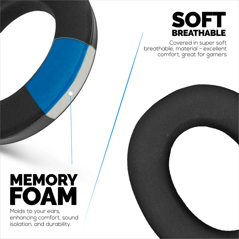 Coussinets de rechange hybrides pour casque Sennheiser Momentum 4, gel rafraîchissant doux, tissu respirant et soyeux avec cuir PU et mousse à mémoire de forme
