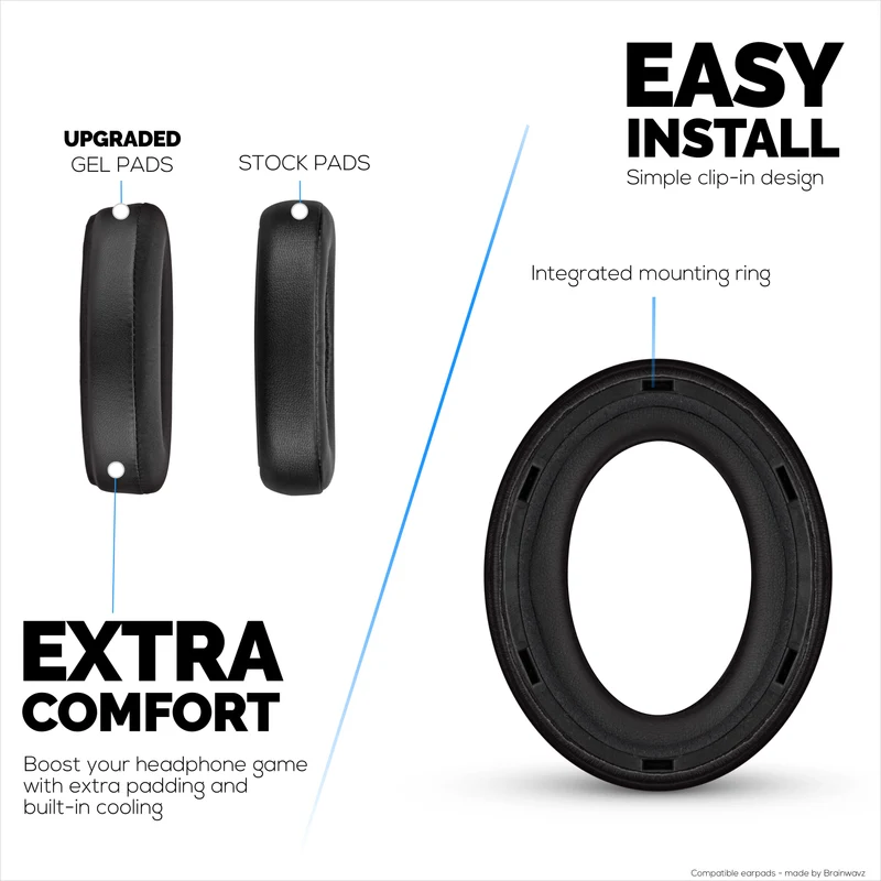 Coussinets de rechange hybrides pour casque Sennheiser Momentum 4, gel rafraîchissant doux, tissu respirant et soyeux avec cuir PU et mousse à mémoire de forme