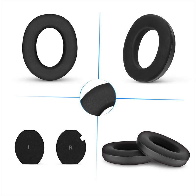 Coussinets de rechange hybrides pour casque Sennheiser Momentum 4, gel rafraîchissant doux, tissu respirant et soyeux avec cuir PU et mousse à mémoire de forme