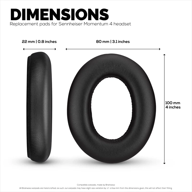 Coussinets de rechange pour casque Sennheiser Momentum 4 - Cuir véritable souple et mousse à mémoire de forme pour un confort optimal