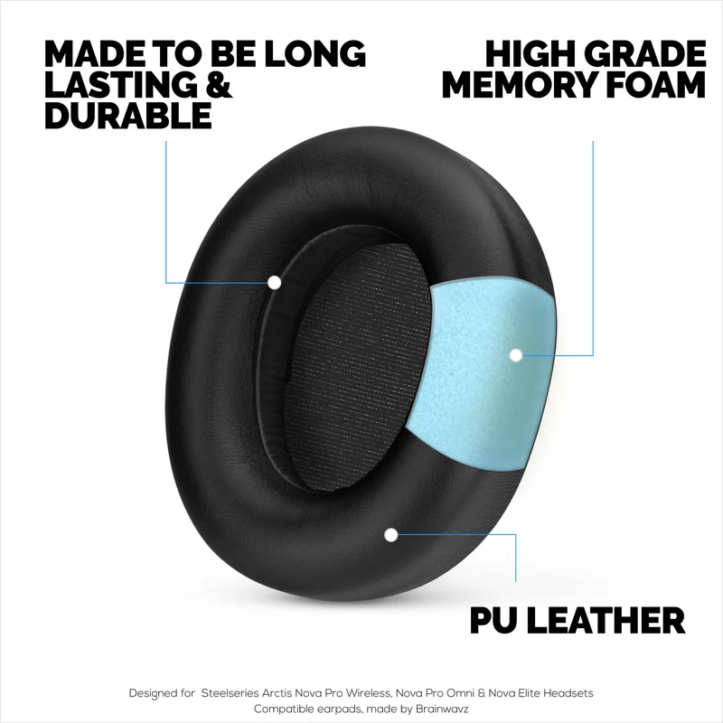 Coussinets de rechange pour casques Steelseries Arctis Nova Pro Wireless, Nova Pro Omni et Nova Elite. Cuir PU protéiné de haute qualité et mousse souple.