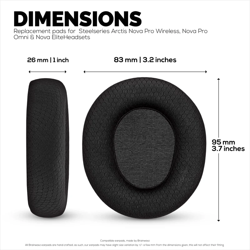Coussinets d'oreille en tissu pour casques Steelseries Arctis Nova Pro Wireless, Nova Pro Omni et Nova Elite, en maille respirante et mousse à mémoire de forme haute densité.