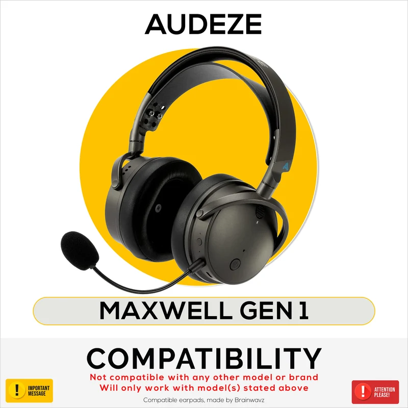 Coussinets d'oreille de rechange hybrides et inclinés pour casques Audeze Maxwell (GEN 1), en gel souple, tissu respirant doux et soyeux avec cuir PU et mousse à mémoire de forme