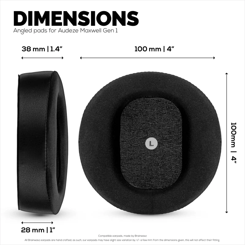 Coussinets d'oreille de rechange hybrides et inclinés pour casques Audeze Maxwell (GEN 1), en gel souple, tissu respirant doux et soyeux avec cuir PU et mousse à mémoire de forme