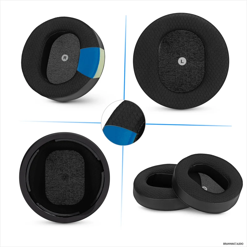 Coussinets d'oreille de rechange hybrides et inclinés pour casques Audeze Maxwell (GEN 1), en gel souple, tissu mesh respirant avec cuir PU et mousse à mémoire de forme