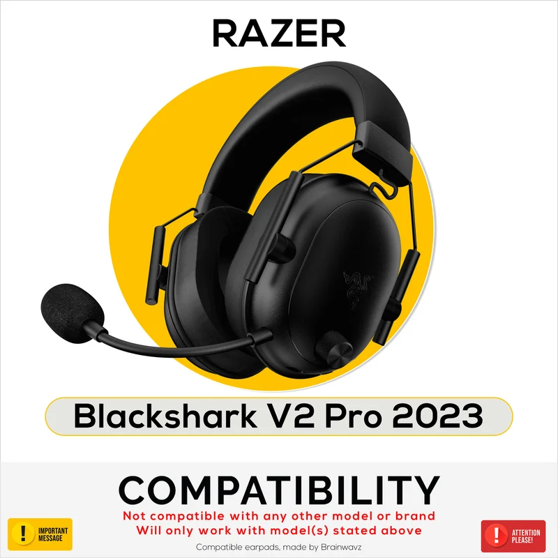 Coussinets d'oreille de remplacement hybrides pour casque Razer Blackshark V2 Pro 2023 : gel rafraîchissant, tissu doux, cuir PU et mousse à mémoire de forme
