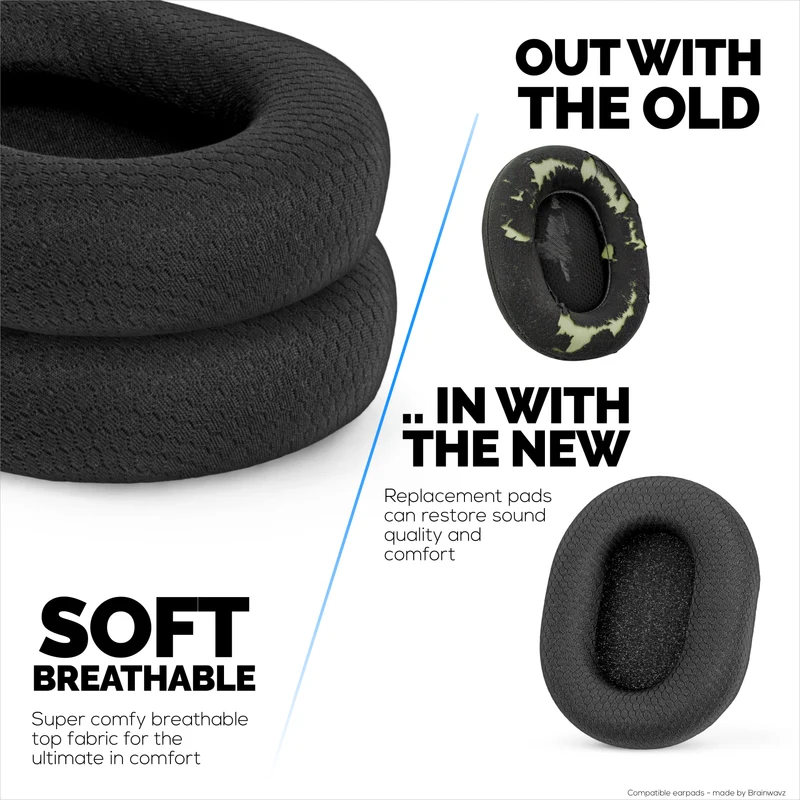 Coussinets d'oreille en tissu mesh pour casque Razer Blackshark V2 Pro 2023 - Tissu mesh respirant et mousse à mémoire de forme haute qualité
