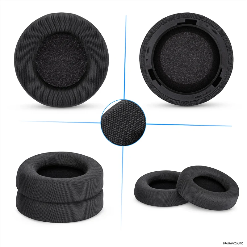 Coussinets d'oreille en tissu mesh pour casque filaire Corsair Virtuoso PRO, tissu mesh respirant et mousse à mémoire de forme douce
