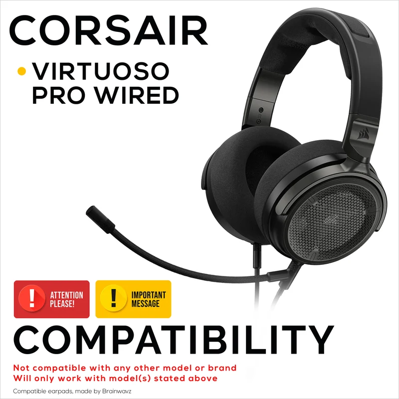 Coussinets d'oreille de rechange hybrides pour casque filaire Corsair Virtuoso PRO, en gel souple, tissu respirant avec cuir PU et mousse à mémoire de forme