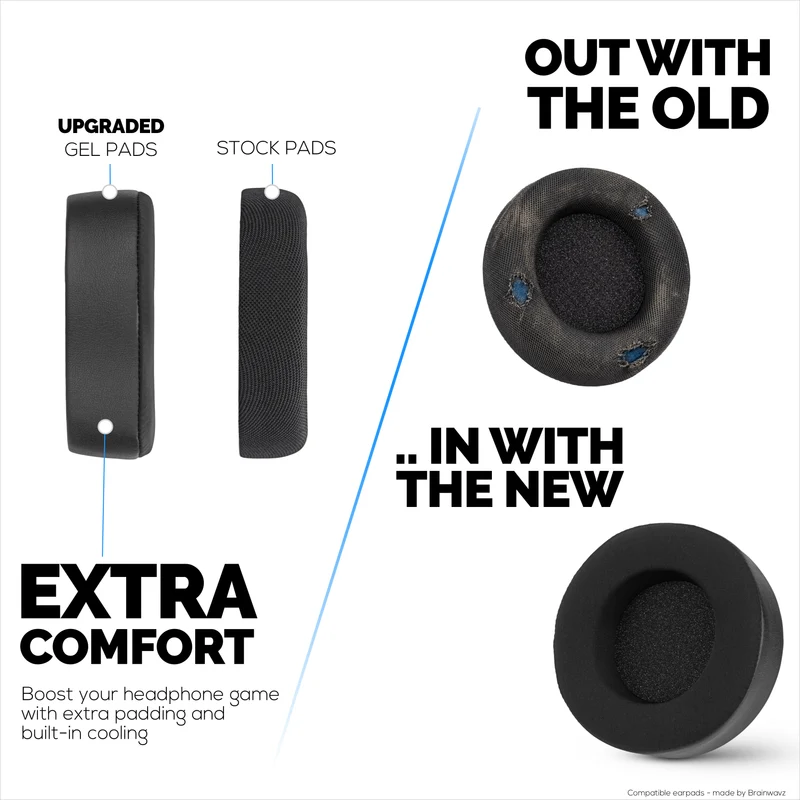 Coussinets d'oreille de rechange hybrides pour casque filaire Corsair Virtuoso PRO, en gel souple, tissu respirant avec cuir PU et mousse à mémoire de forme