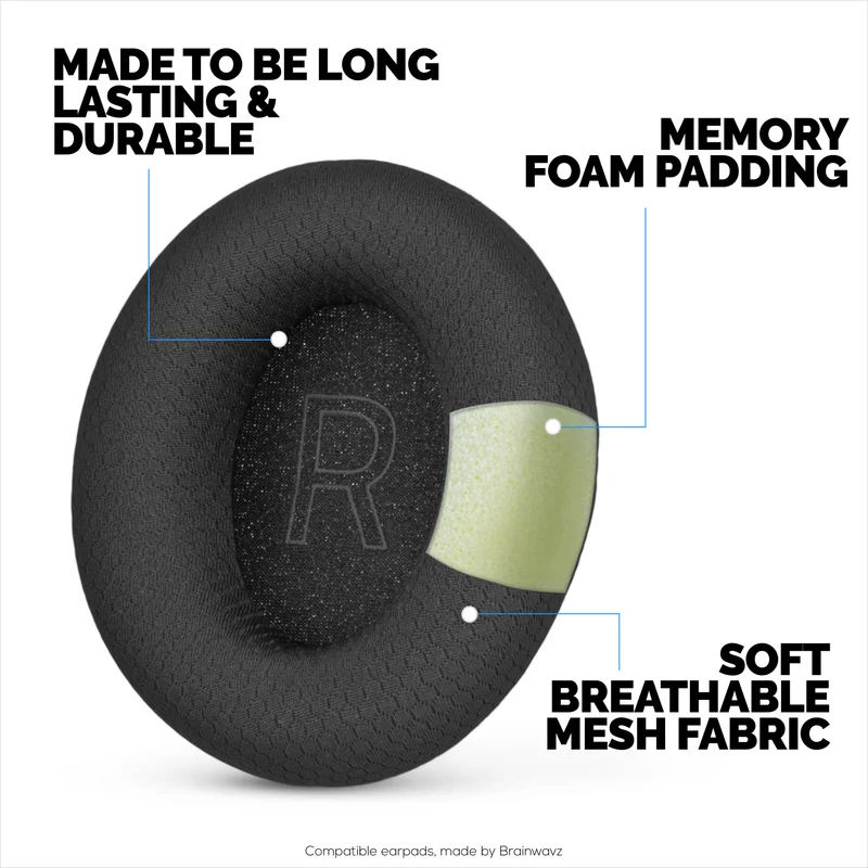 Coussinets en tissu maillé pour casques Razer Kraken V4/V4 Pro V4 X V3/V3 Pro V3 X Kitty V3 Pro Kitty V3 X – Tissu en maille respirant et mousse à mémoire de forme de haute qualité