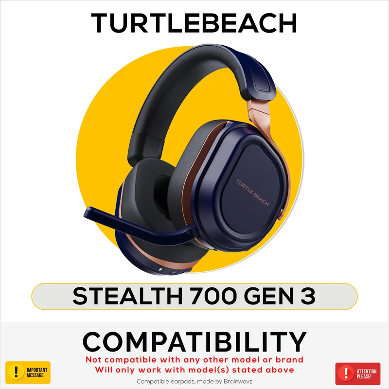 Coussinets hybrides pour casque Turtle Beach Stealth 700 Gen 3 - Mousse à mémoire de forme, tissu respirant et cuir PU